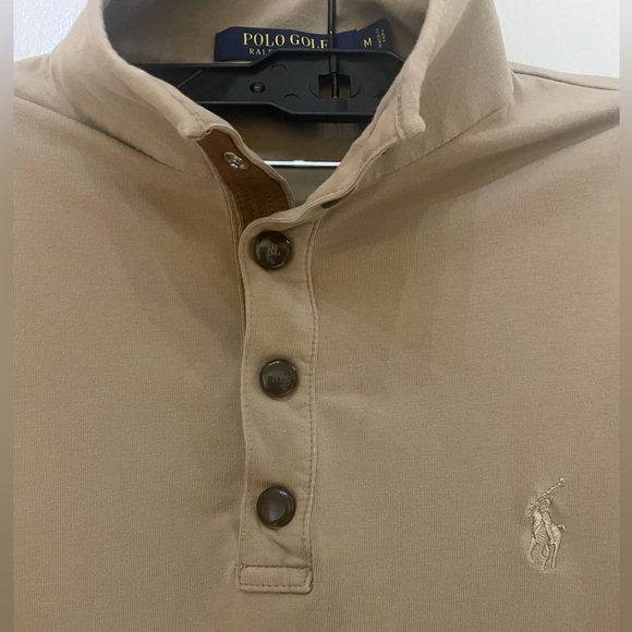 Polo Ralph Lauren Tops - Polo, Ralph Lauren, size m, golf pullover, buttons snap, padded sleeves, brown